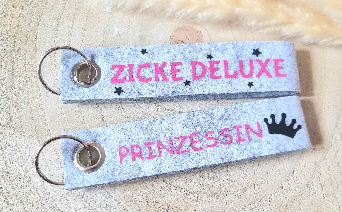 Filz Schlüsselanhänger personalisiert Prinzessin Zicke Deluxe Anhänger Spruch kleines Geschenk Freundin - CreativMade 