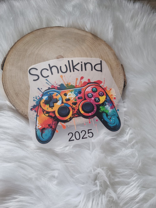 Bügelbild Controller Schulkind Kinder Textilaufbügler DIY Projekt hochwertiger DTF Ausdruck XL - CreativMade