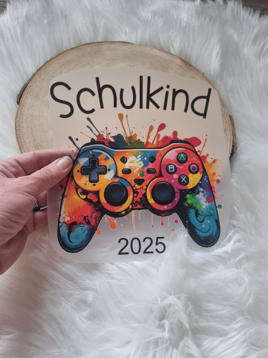 Bügelbild Controller Schulkind Kinder Textilaufbügler DIY Projekt hochwertiger DTF Ausdruck XL - CreativMade