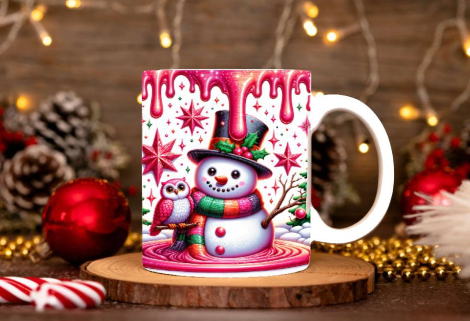 Weihnachtstasse personalisiert Schneemann Tasse Weihnachten Keramik Emaille Geschenkidee Nikolaus - CreativMade 