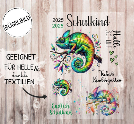 Bügelbild Monstertruck Chamäleon Kinder Textilaufbügler DIY Projekt hochwertiger DTF Ausdruck XL - CreativMade