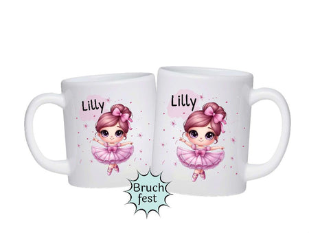 Kindertasse Tasse Ballerina Mädchen personalisiert mit Name Kunststoff bruchsicher Lerntasse Namenstasse - CreativMade