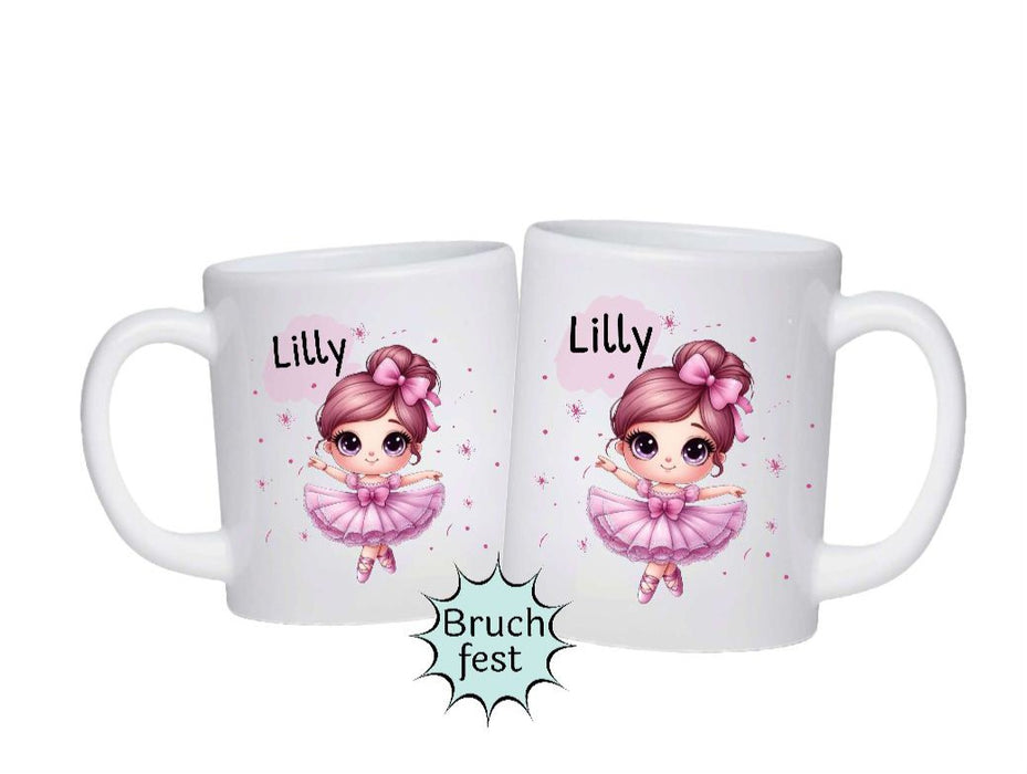 Kindertasse Tasse Ballerina Mädchen personalisiert mit Name Kunststoff bruchsicher Lerntasse Namenstasse - CreativMade