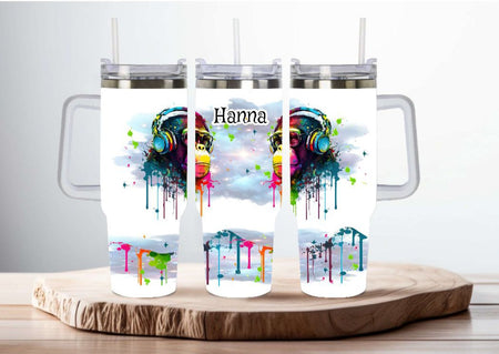 Thermobecher to go personalisiert Edelstahl Affe mit Strohhalm Kaffebecher Trinkbecher 1100ml Skinny Cup Becher Geschenk - CreativMade