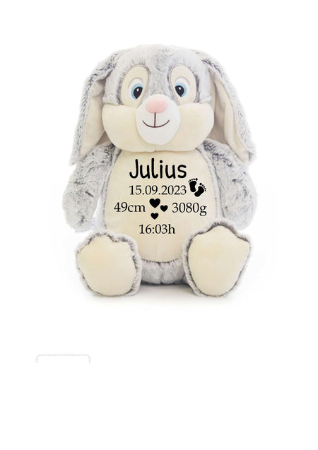 Personalisiertes Kuscheltier Hase Junge Stofftier Baby Geschenk Plüschtier - CreativMade 