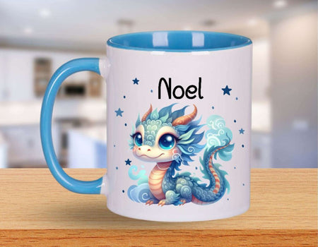 Personalisierte Tasse Drache Kindertasse mit Name Junge Emaille Keramik Namenstasse - CreativMade