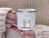 Personalisierte Tasse Eule Waldtiere Kindertasse mit Name Mädchen Emaille Keramik Namenstasse - CreativMade