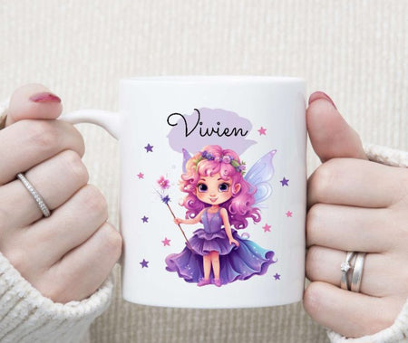 Personalisierte Tasse Fee Kindertasse mit Name Mädchen Emaille Keramik Namenstasse - CreativMade