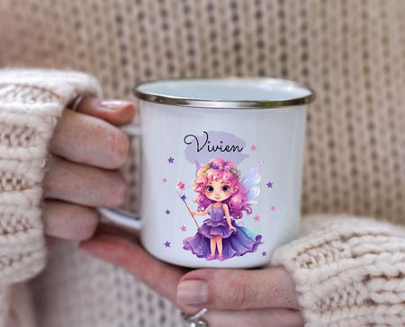 Personalisierte Tasse Fee Kindertasse mit Name Mädchen Emaille Keramik Namenstasse - CreativMade