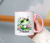 Personalisierte Tasse Frosch Kindertasse mit Name Mädchen Emaille Keramik Namenstasse - CreativMade