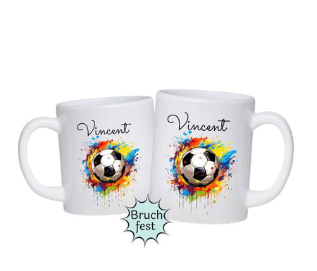 Kindertasse Tasse Fußball Junge personalisiert mit Name Kunststoff bruchsicher Lerntasse Namenstasse - CreativMade