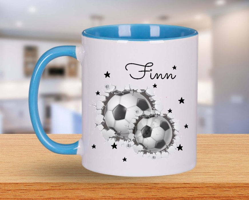 Personalisierte Tasse Fußball Kindertasse mit Name Junge Emaille Keramik Namenstasse - CreativMade