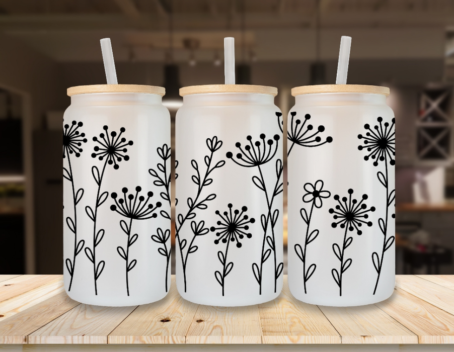 Eiskaffeeglas personalisiert Blumen Trinkglas mit Deckel Strohhalm Tasse Glas Geschenk - CreativMade 