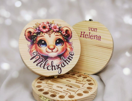 Zahndose personalisiert Milchzahndose Löwe mit Name Zahnbox für Milchzähne Geschenk Einschulung - CreativMade 