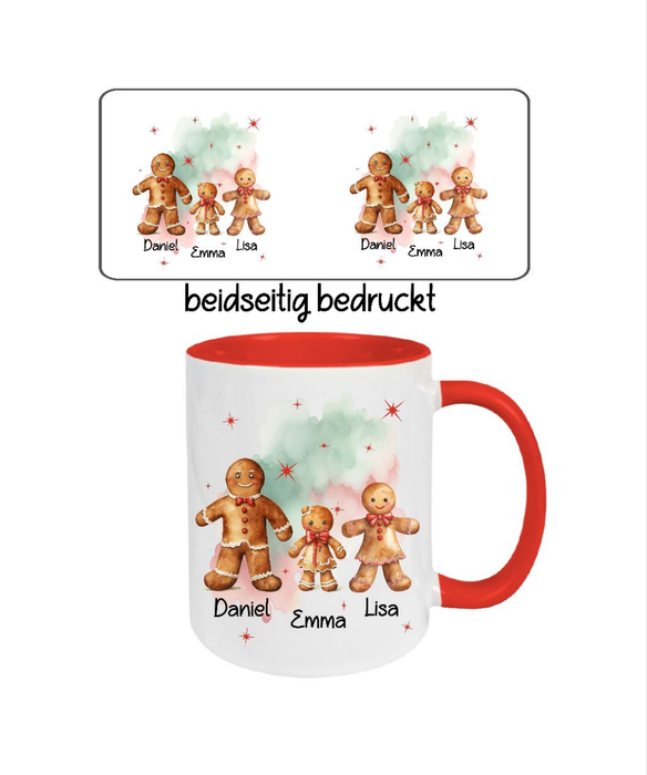 Weihnachtstasse personalisiert Familie Tasse Weihnachten Eltern Kinder Geschenk Keksmännchen - CreativMade 