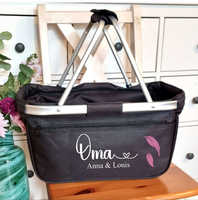 Einkaufskorb personalisiert Oma personalisiert mit Name Tragekorb Faltbar Geschenk - CreativMade 