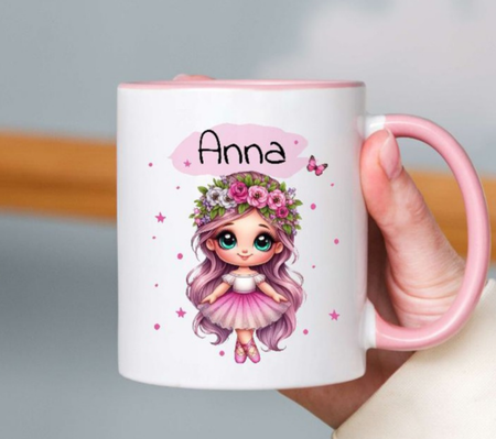 Personalisierte Tasse Ballerina Kindertasse mit Name Mädchen Emaille Keramik Namenstasse - CreativMade