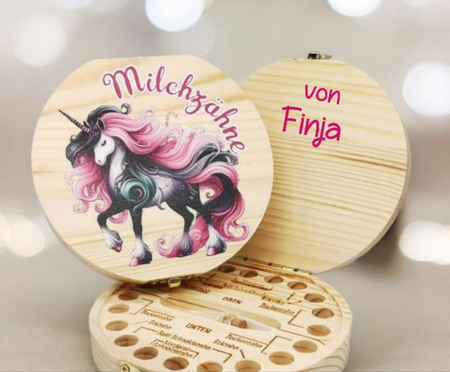 Zahndose personalisiert Milchzahndose Einhorn mit Name Zahnbox für Milchzähne Geschenk Einschulung - CreativMade 