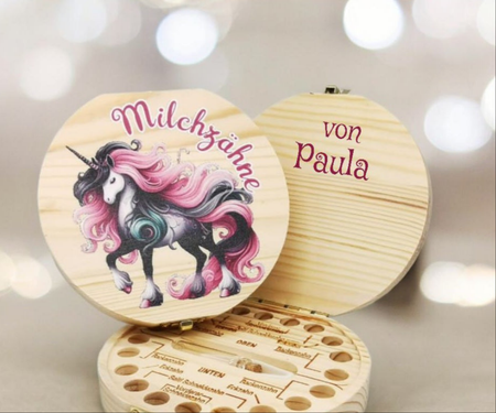 Zahndose personalisiert Milchzahndose Einhorn mit Name Zahnbox für Milchzähne Geschenk Einschulung - CreativMade 