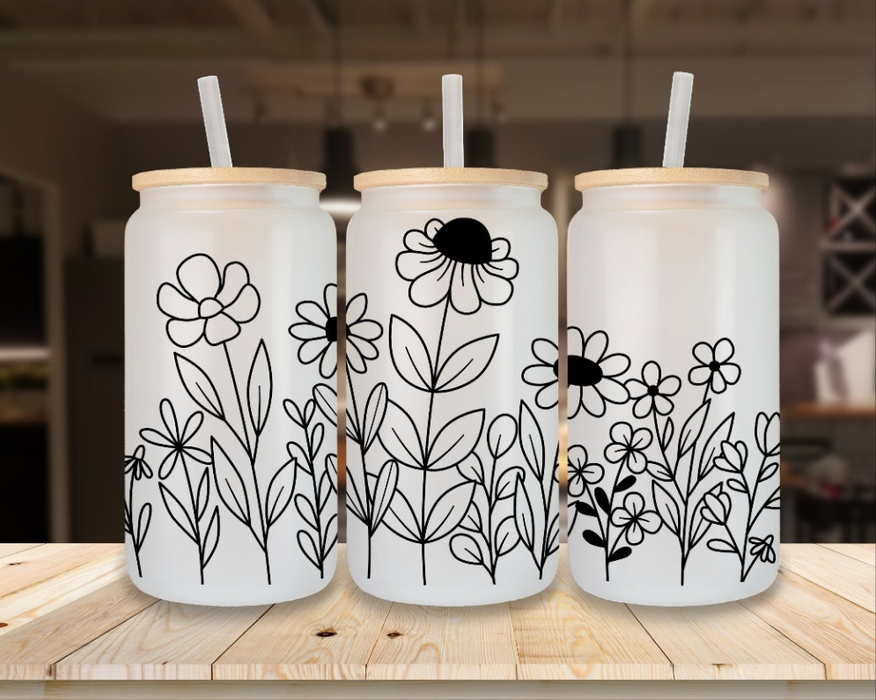 Eiskaffeeglas personalisiert Blumen Trinkglas mit Deckel Strohhalm Tasse Glas Geschenk - CreativMade 