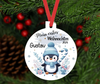 Mein erstes Weihnachten personalisiert Junge Pinguin Weihnachtsbaum Anhänger mit Name Weihnachtsanhänger Christbaumschmuck Baby Ornament - CreativMade 