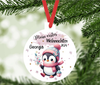 Mein erstes Weihnachten personalisiert Mädchen Pinguin Weihnachtsbaum Anhänger mit Name Weihnachtsanhänger Christbaumschmuck Baby Ornament - CreativMade 