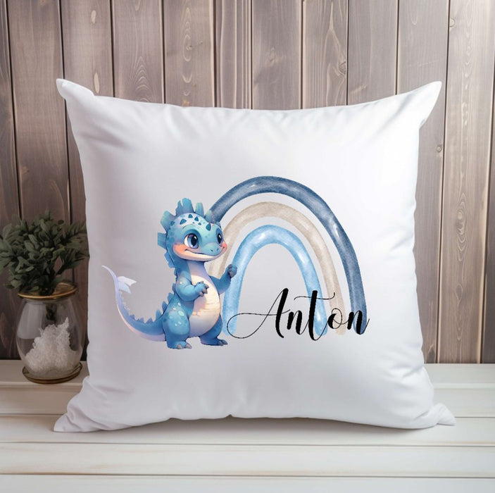 Personalisiertes Kissen Regenbogen Drache Junge Kinderkissen Kissenhülle Kissenbezug mit Reißverschluss 40x40cm - CreativMade