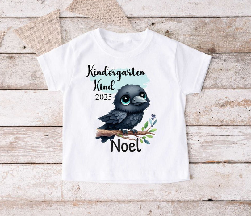 Kindergartenkind T-Shirt mit Name Rabe personalisiert Kita Kind Jungen Kindergarten Start Outfit - CreativMade