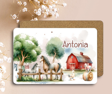 Tischset Kinder personalisiert mit Name Bauernhof Platzdeckchen Platzset - CreativMade 