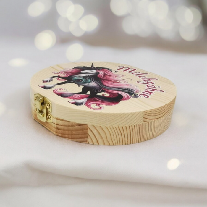 Zahndose personalisiert Milchzahndose Einhorn mit Name Zahnbox für Milchzähne Geschenk Einschulung - CreativMade 