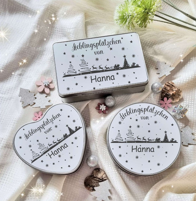 Keksdose Weihnachten personalisiert Plätzchendose Rentier Geschenkidee Vorratsdose Blechdose - CreativMade 