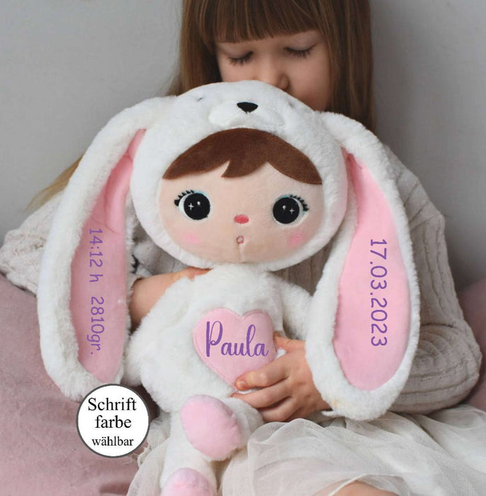 Kuscheltier Hase mit Name Metoo Mädchen personalisiertes Plüschtier Stofftier - CreativMade 