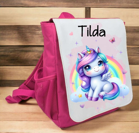 Brotdose Trinkflasche und Rucksack personalisiert Einhorn Kinder Set Edelstahl Flasche Kita Set Kindergarten Kinderrucksack Mädchen - CreativMade