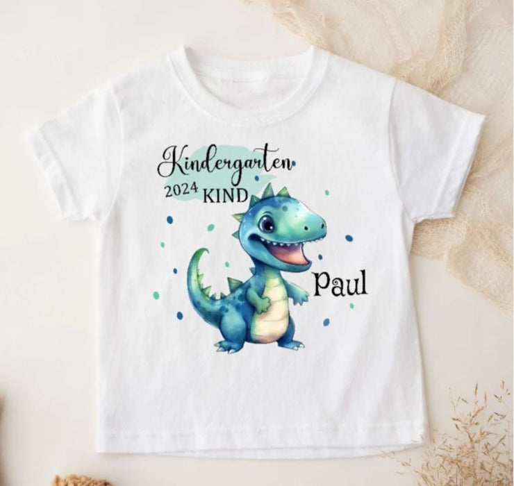 Kindergartenkind T-Shirt Dinosaurierer personalisiert Kita Kind Jungen Kindergarten Start - CreativMade 