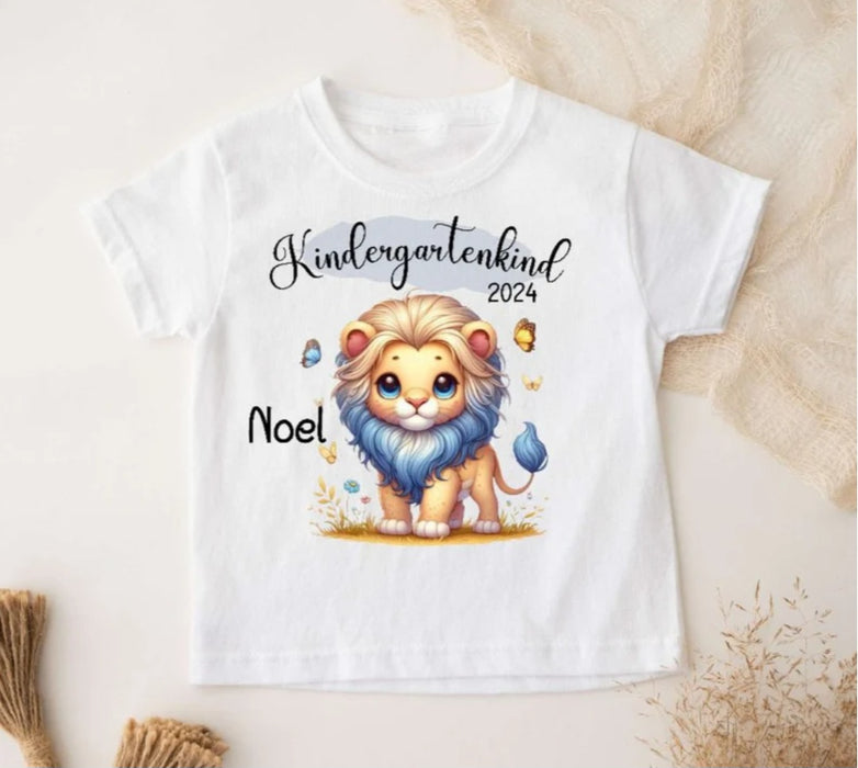 Kindergartenkind T-Shirt Löwe personalisiert Kita Kind Jungen Kindergarten Start - CreativMade 