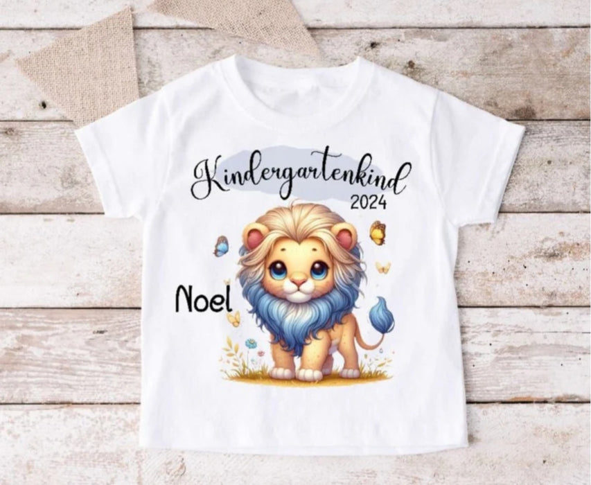 Kindergartenkind T-Shirt Löwe personalisiert Kita Kind Jungen Kindergarten Start - CreativMade 