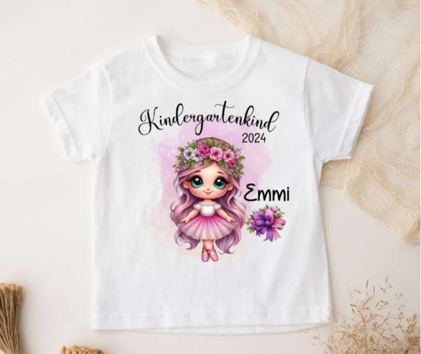 Kindergartenkind T-Shirt Ballerina personalisiert Kita Kind Mädchen Kindergarten Start - CreativMade 