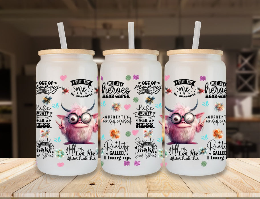 Eiskaffeeglas personalisiert Spruch Humorvoll Witzig Lustig Trinkglas mit Deckel Strohhalm Tasse Glas Geschenk - CreativMade 