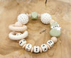 Greifling Baby personalisiert mit Namen Fuchs Beißring Mintgrün Geschenk Geburt Greifring - CreativMade