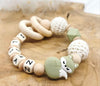 Greifling Baby personalisiert mit Namen Fuchs Beißring Mintgrün Geschenk Geburt Greifring - CreativMade