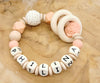 Greifling Baby personalisiert mit Namen Blume Beißring Apricot Geschenk Geburt Greifring - CreativMade