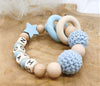 Greifling Baby personalisiert mit Namen Beißring Mintgrün Geschenk Geburt Greifring - CreativMade