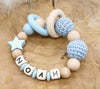 Greifling Baby personalisiert mit Namen Beißring Mintgrün Geschenk Geburt Greifring - CreativMade