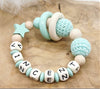 Greifling Baby personalisiert mit Namen Beißring Mintgrün Geschenk Geburt Greifring - CreativMade