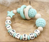 Greifling Baby personalisiert mit Namen Beißring Mintgrün Geschenk Geburt Greifring - CreativMade