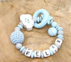 Greifling Baby personalisiert mit Namen Wolke Beißring Babyblau Geschenk Geburt Greifring - CreativMade