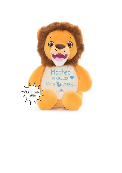 Löwe personalisiert mit Name Kuscheltier Junge Stofftier Geschenk Geburt Baby Plüschtier - CreativMade 