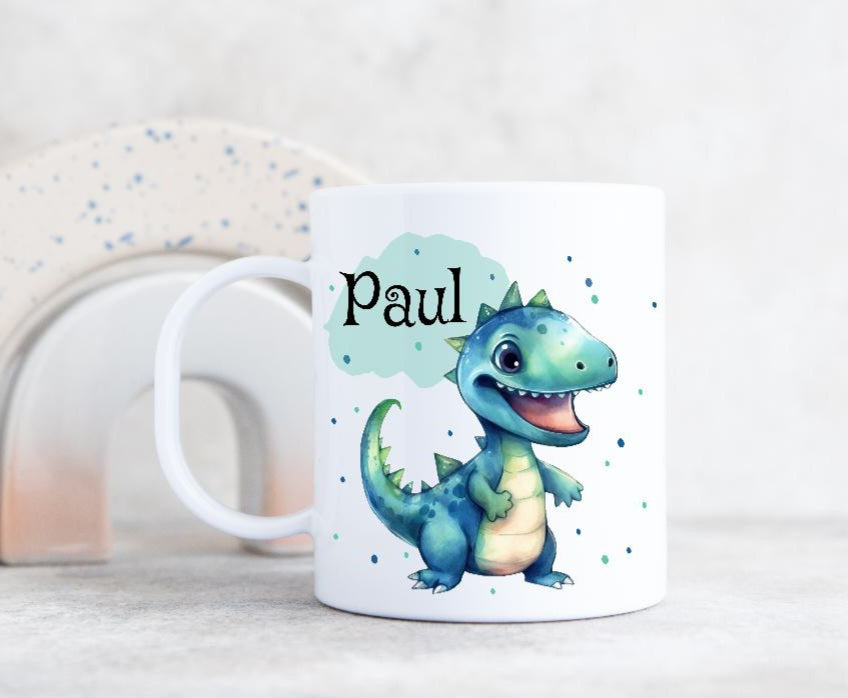 Kindertasse Tasse Drache Junge personalisiert mit Name Kunststoff bruchsicher Lerntasse Namenstasse - CreativMade