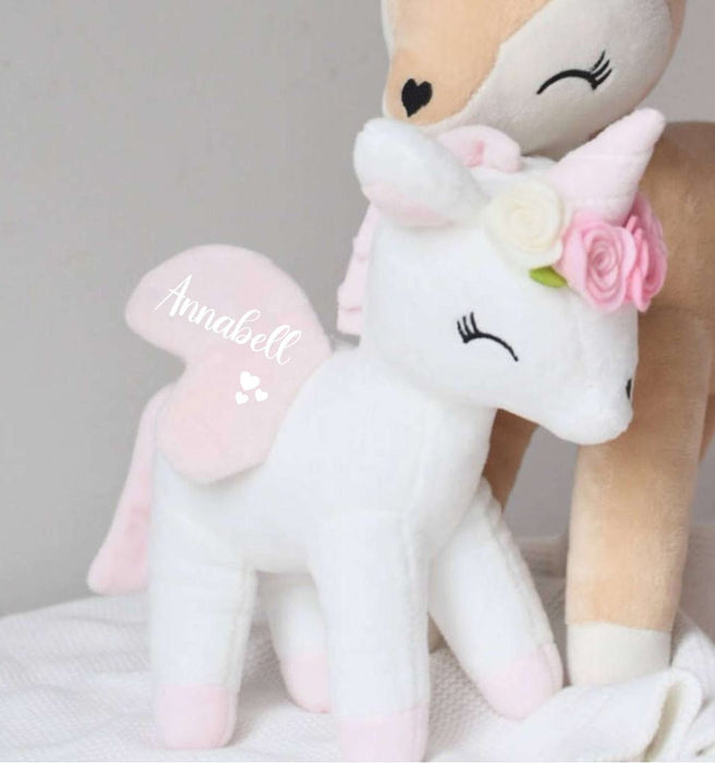 Einhorn personalisiert mit Name Kuscheltier Mädchen Stofftier Geschenk Geburt Baby Plüschtier - CreativMade 