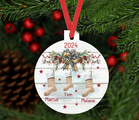 Weihnachtsbaumanhänger Familie personalisiert Stiefel Christbaumschmuck Weihnachtsbaumschmuck Ornament Christbaumanhänger - CreativMade 